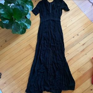 Black Floor Length Reformation Deep V Dress Size M